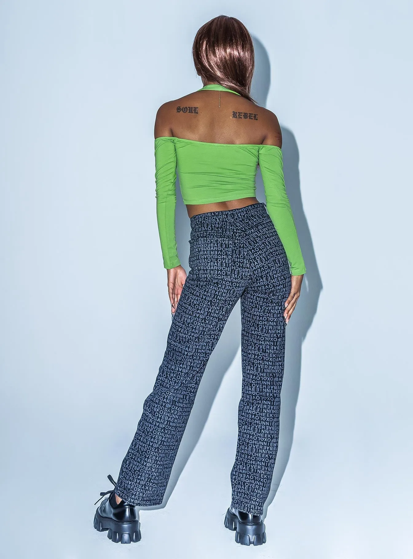 Text Me High Rise Straight Leg Jeans Black Outfit Formula