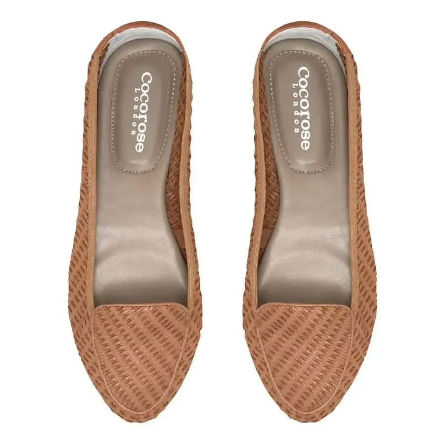 Foot Form Stacked Heel Design Clapham - Tan Woven Leather Loafers