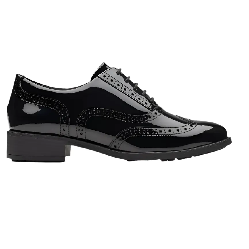 Clarks Womens Shoe Havisham Oak Black Patent Runway Pop