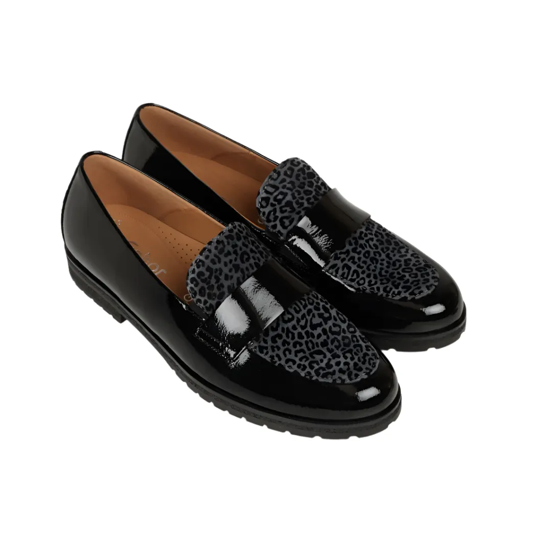 Gabor Womens Shoe 72.042.27 Black Patent/Anthracite Street Scene Clear Run