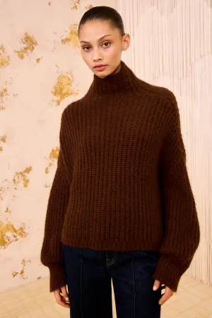Seamless Design Veron Alpaca Knit Turtleneck - Walnut