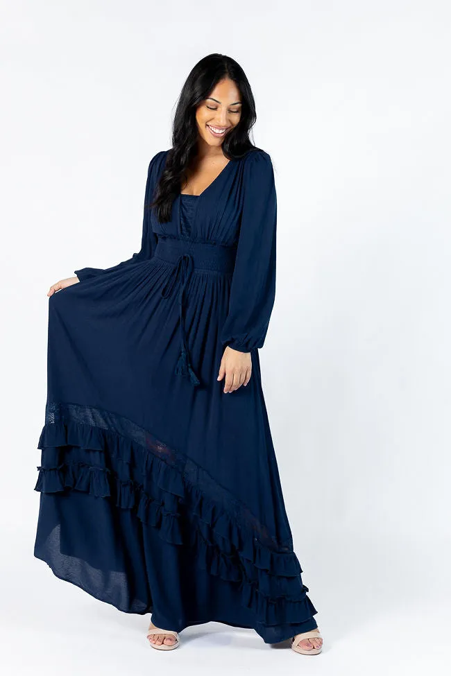 Lucky To Have You Navy Maxi Dress SALE Zip-Closure