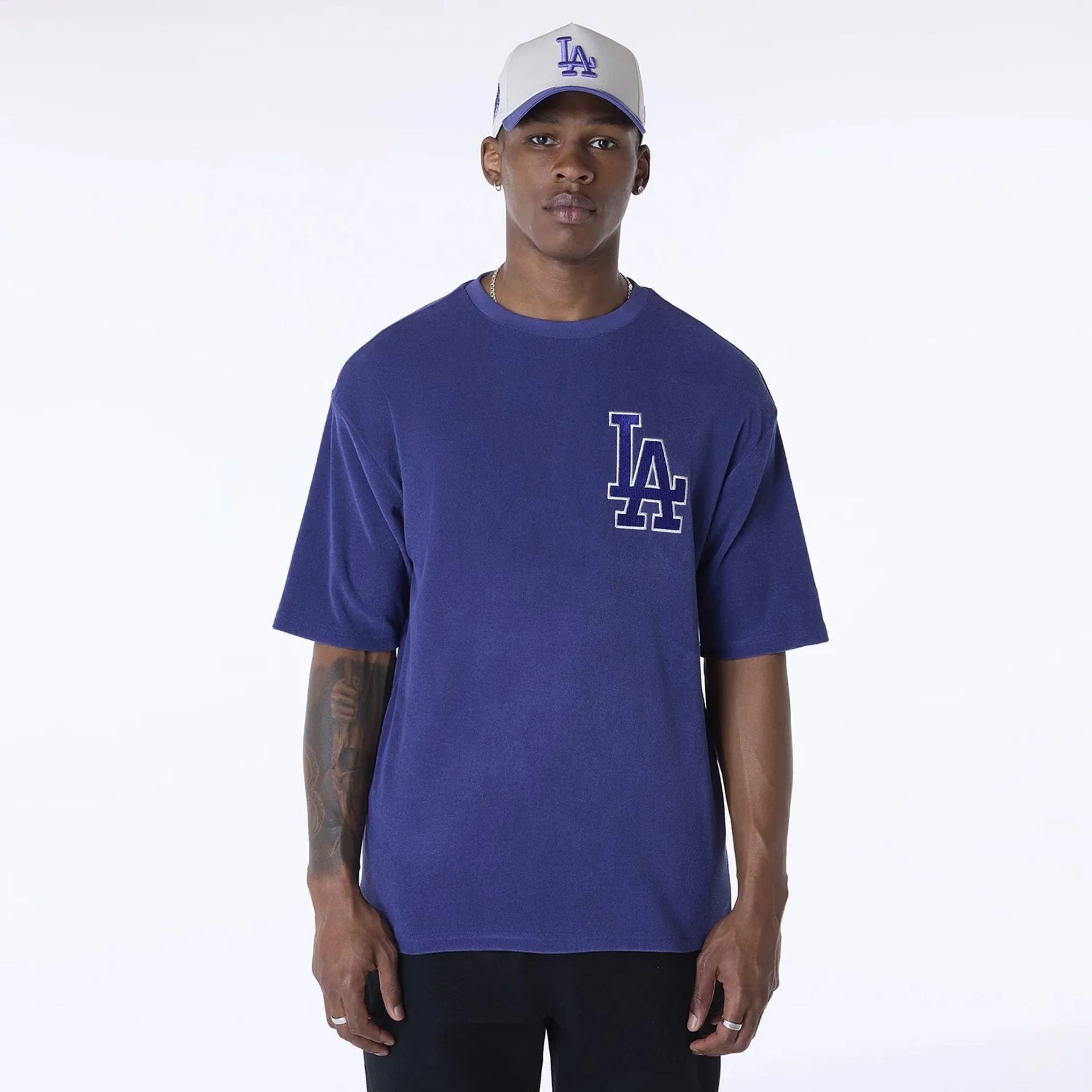 LA Dodgers MLB Towelling Dark Blue Oversized T-Shirt Subtle Details