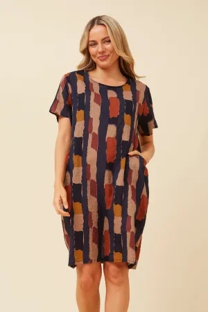 Wrinkle-Resistant VINE ABSTRACT PRINT DRESS