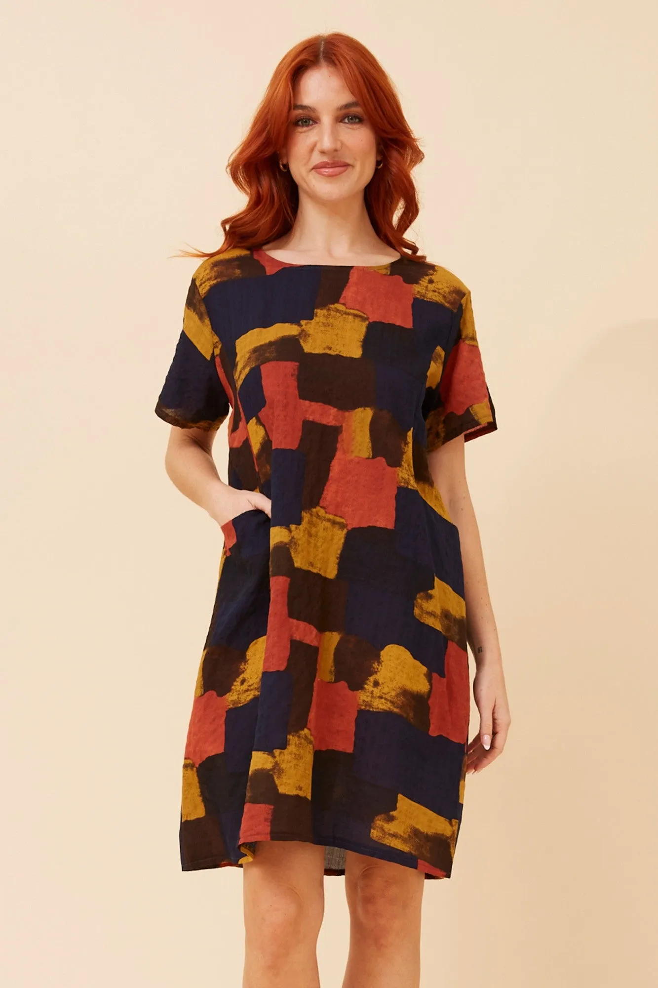 Elegant Layer VINE ABSTRACT PRINT SHIFT DRESS