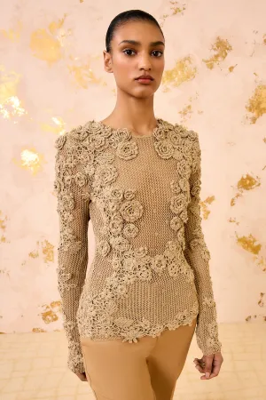 Zoom Proper FadeResistant Dye Viola Crochet Knit Pullover - Lurex Combo