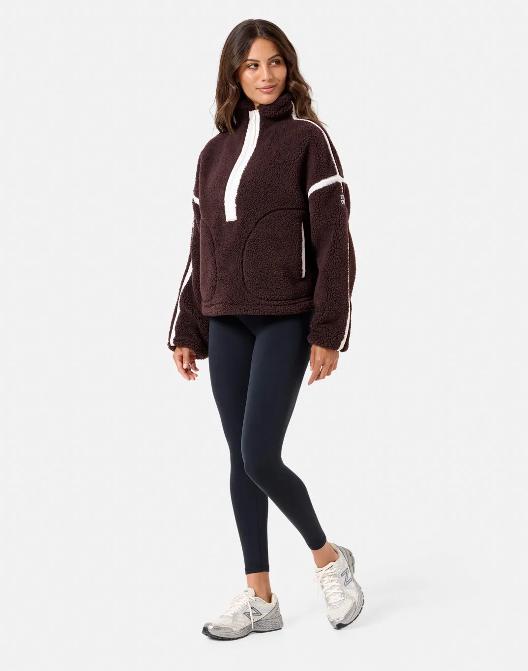 Relaxed Gear Sport Inspired Industry Fleece Half Zip in Mocha Bean