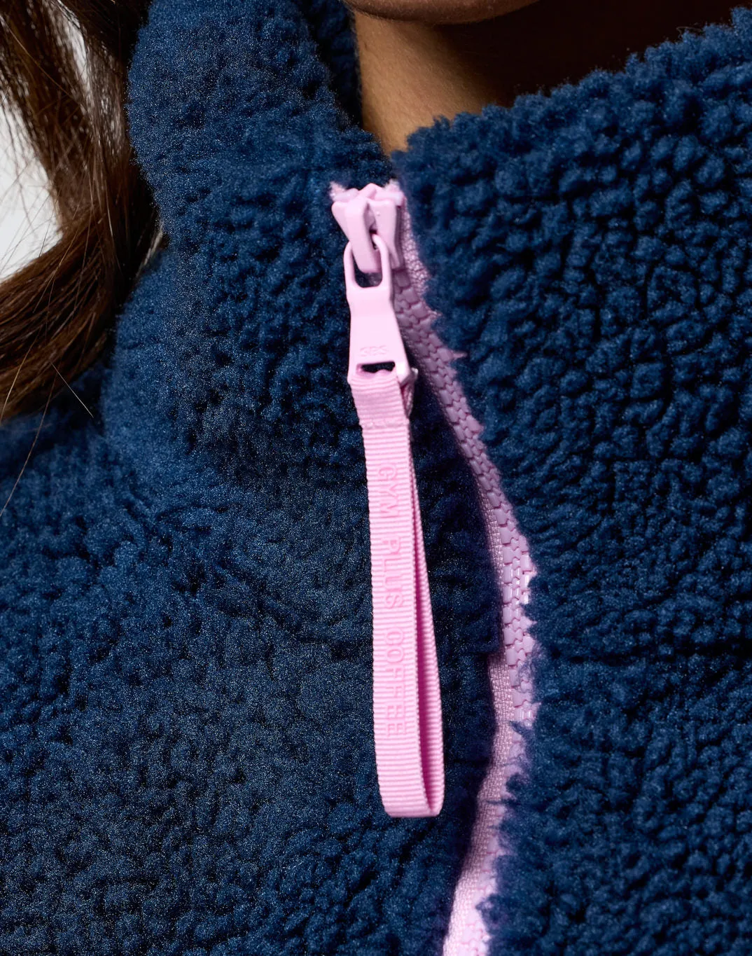 Industry Fleece High Collar Jacket in Petrol Blue Outing Style