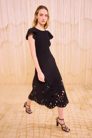 SeamlessTransition Edith Ruffle Sleeve Knit Top - Noir