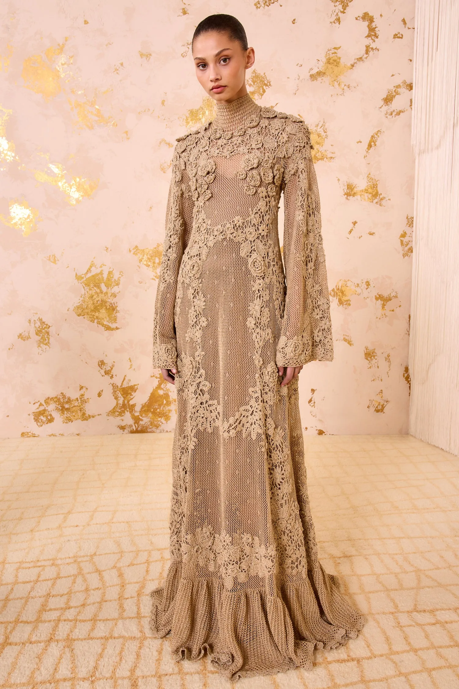 Stylish Protection Leah Crochet Knit Maxi Dress - Lurex Combo