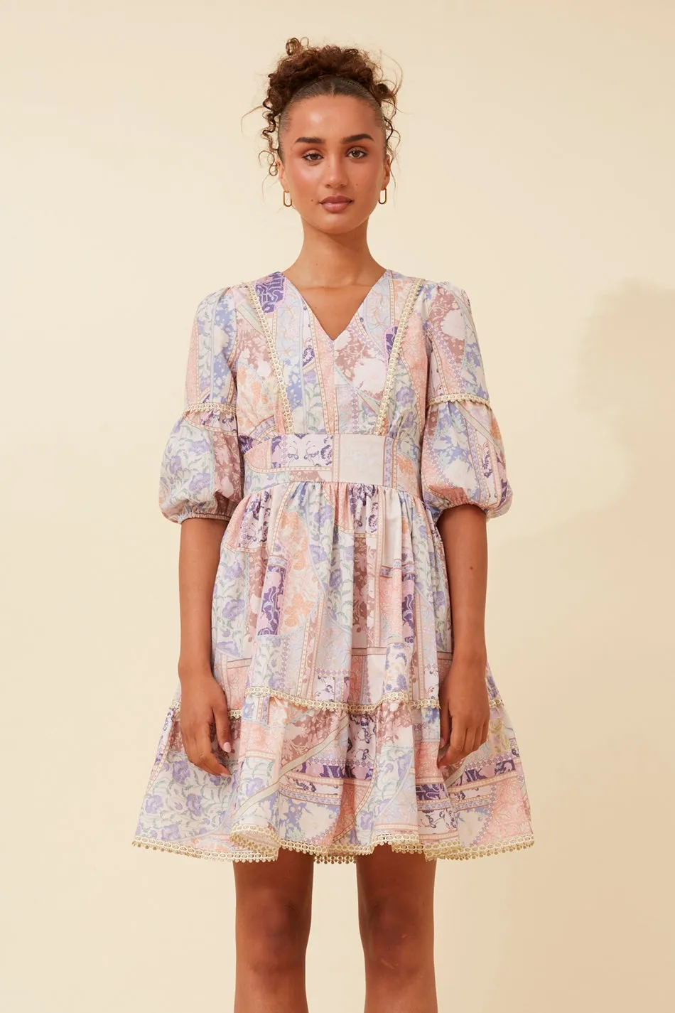 Delicate Details Light Layers AITANA PATCHWORK SHORT DRESS