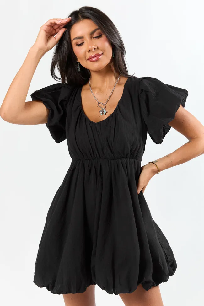 Almost Daylight Black Bubble Hem Mini Dress SALE Villa Light