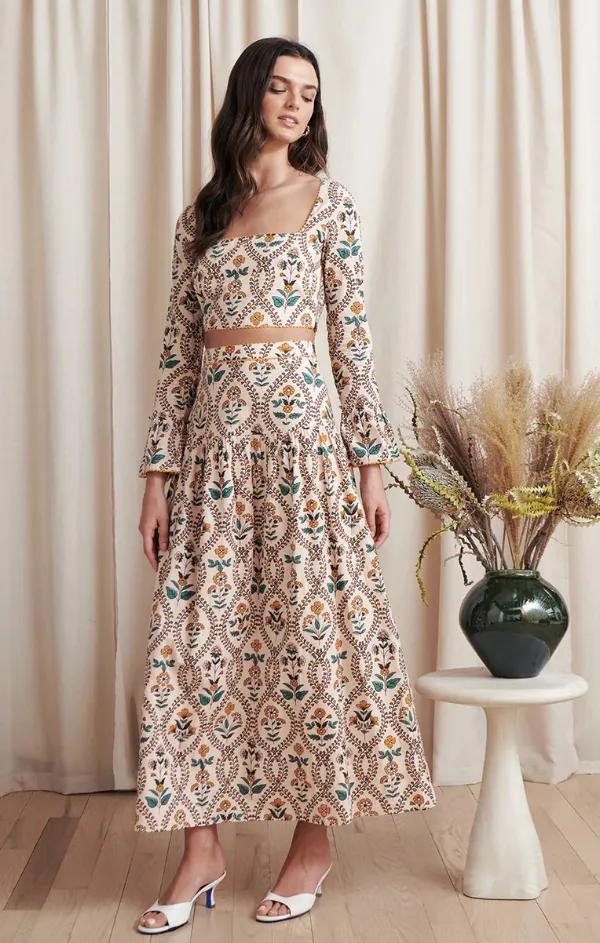 Wila Marigold Tile Midi Skirt Set Love Glow Ultraviolet Protection