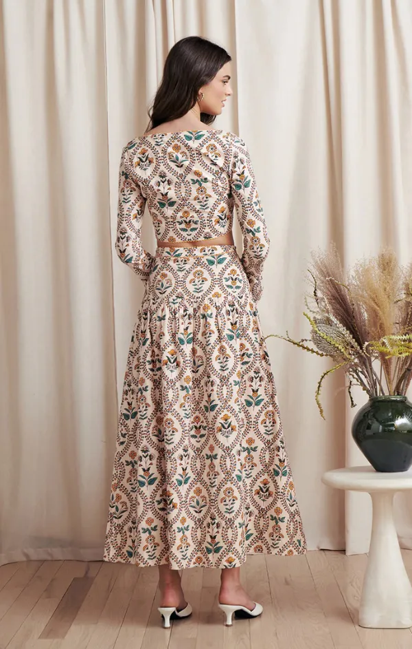 Moon Cool Wila Marigold Tile Midi Skirt Set