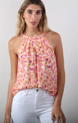 fresh start Pleated Halter Top in Jacinta