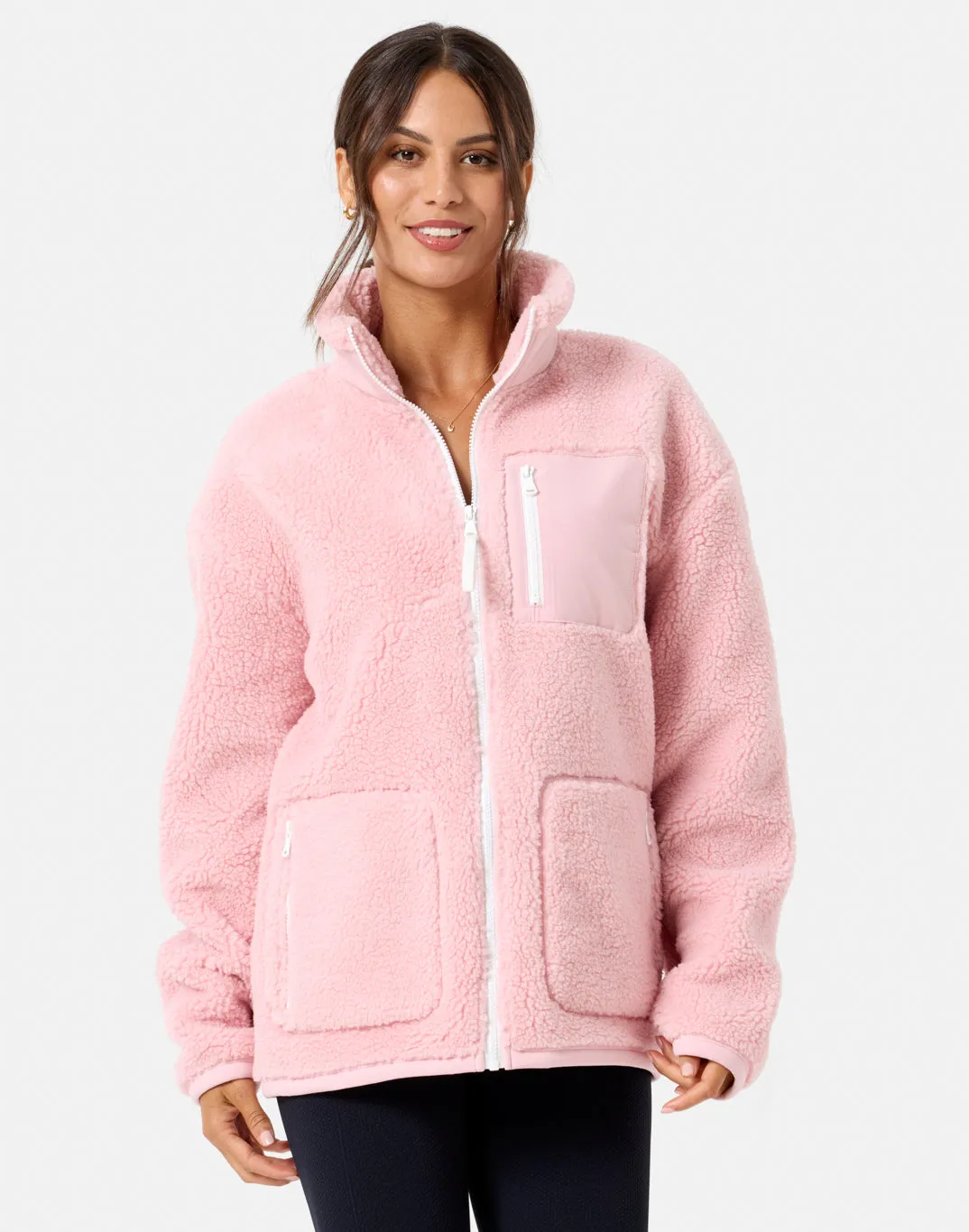 Industry Fleece Jacket in Dusty Pink Layered Style Breathable wear