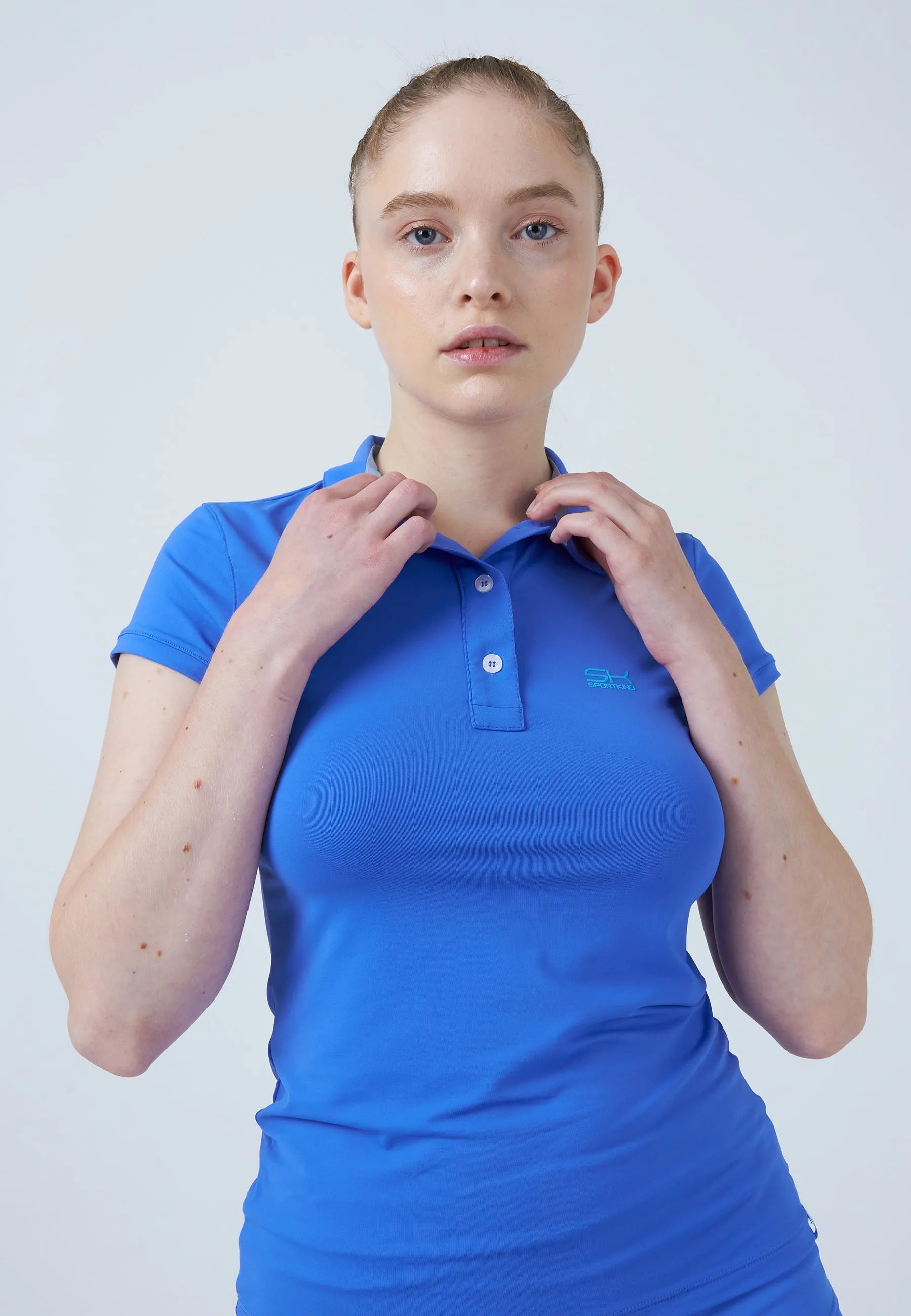 Women & Girls Tennis Polo Shirt, cornflower blue Comfortable Touch