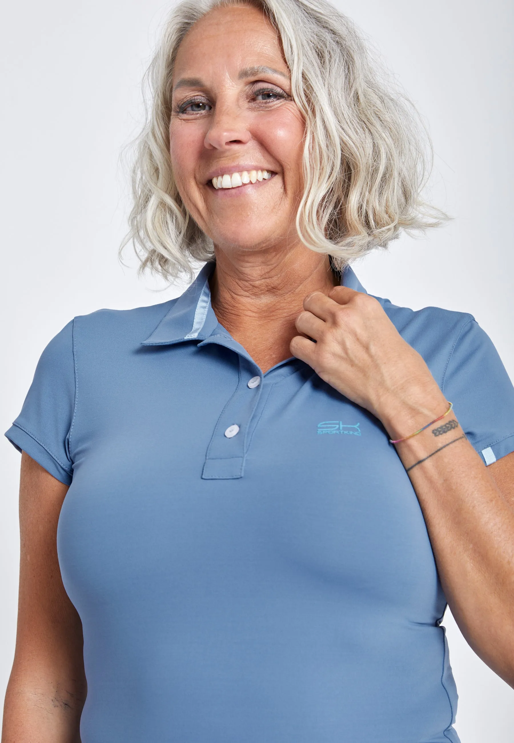 Fashion Top Women & Girls Tennis Polo Shirt, grey blue