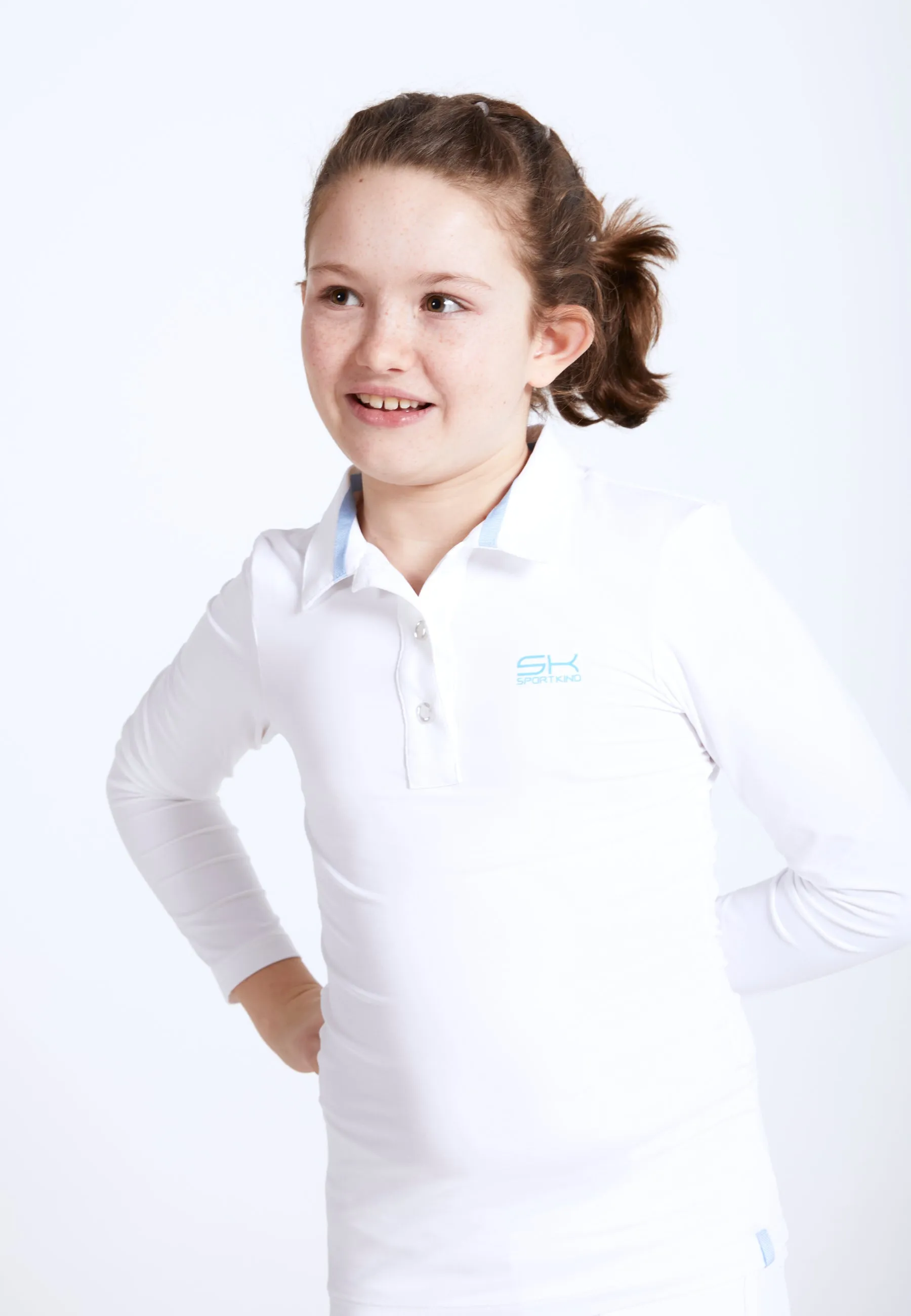 Eco Certified Textile Women Tennis Longsleeve Polo Shirt, white