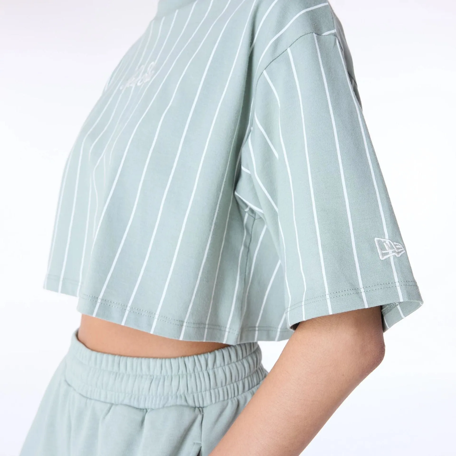 Womens New Era Pinstripe Pastel Green T-Shirt AdvancedMoistureManagement