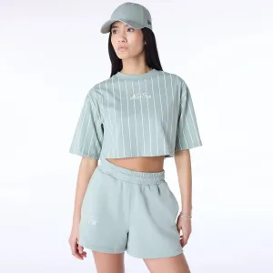 Womens New Era Pinstripe Pastel Green T-Shirt FadeResistant Coating Active Wear Fit