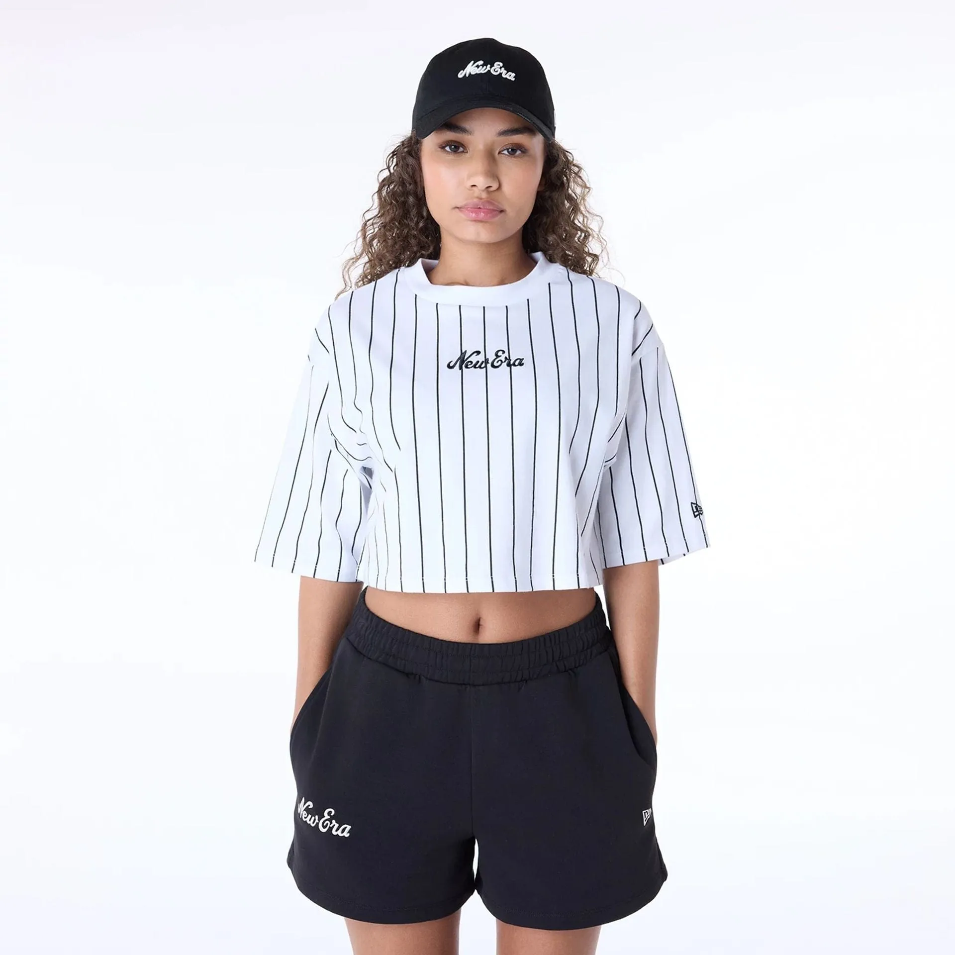 Cozy and Light Womens New Era Pinstripe White T-Shirt
