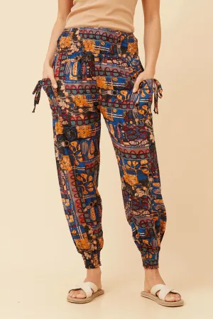 ABSTRACT PRINT HAREM PANTS Quick Slip