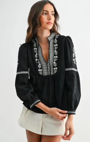 ElasticFree Lightweight Feel Briar Boho Long Sleeve Blouse