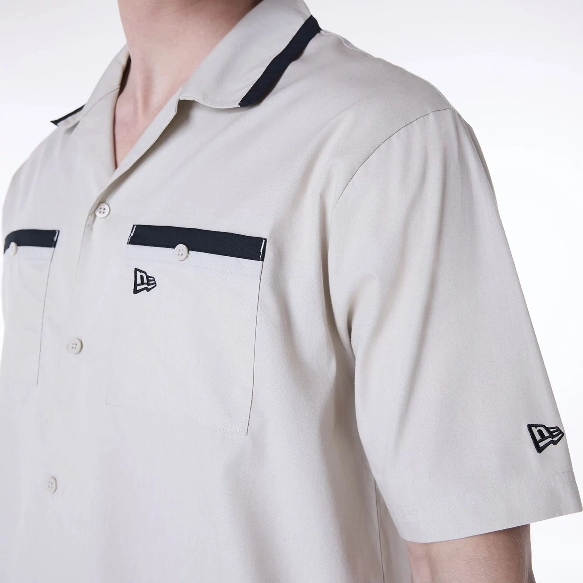 Essential Look RelaxedFit New Era Revere Cream Short Sleeve Shirt