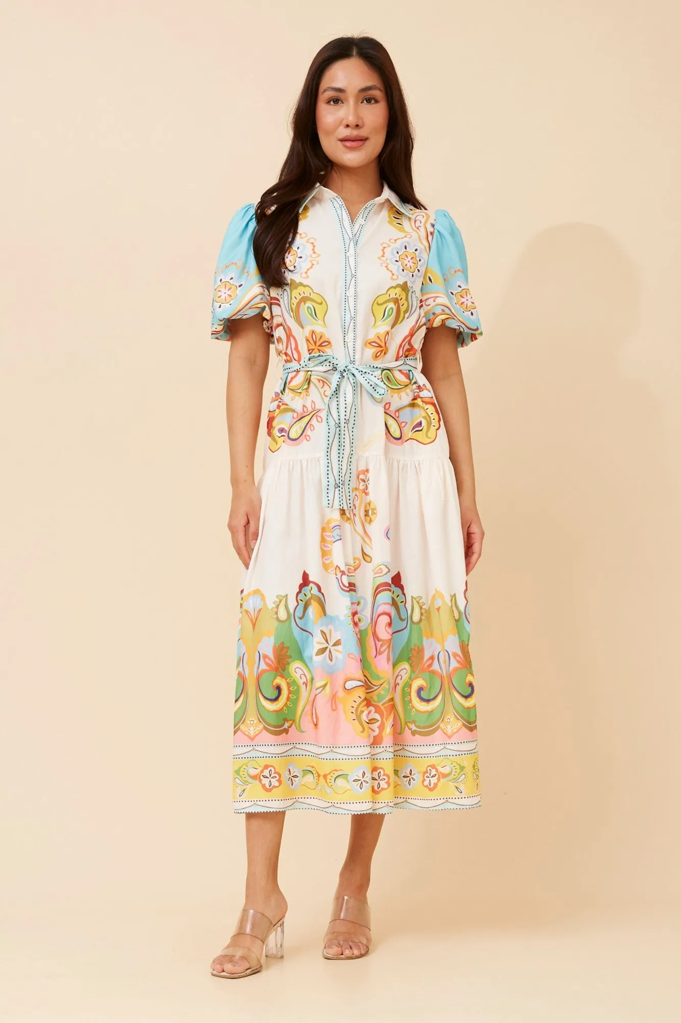 Easy and Effortless Confident Touch ZARIN BORDER PRINT MAXI DRESS