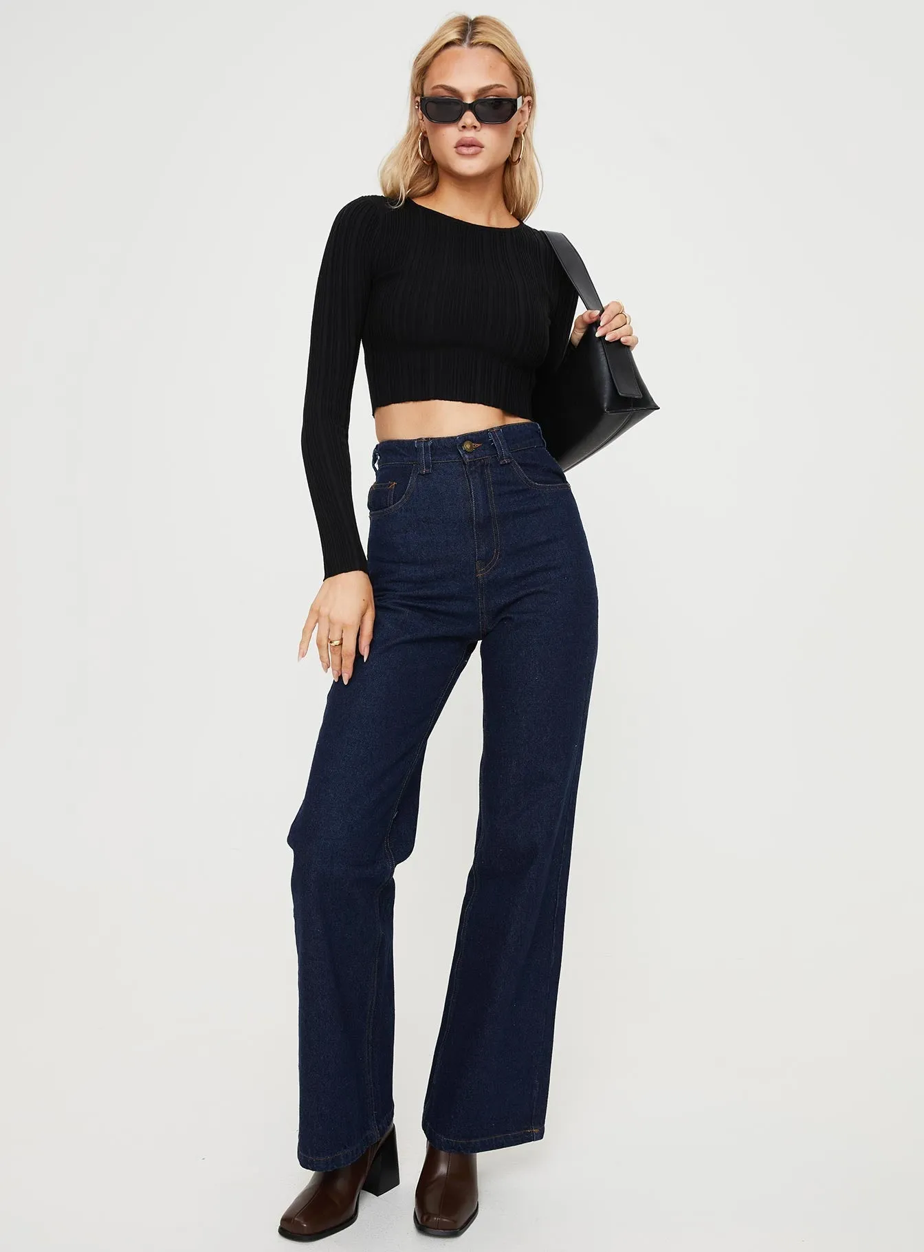 Zephee Wide Leg Jeans Dark Wash Comfort Fit