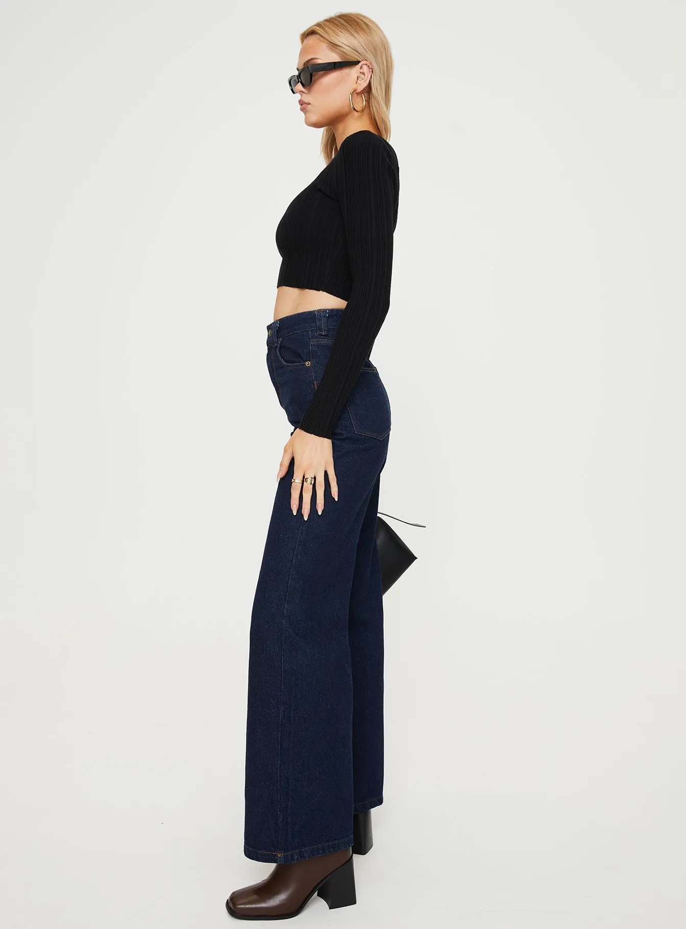 Zephee Wide Leg Jeans Dark Wash Timeless Match